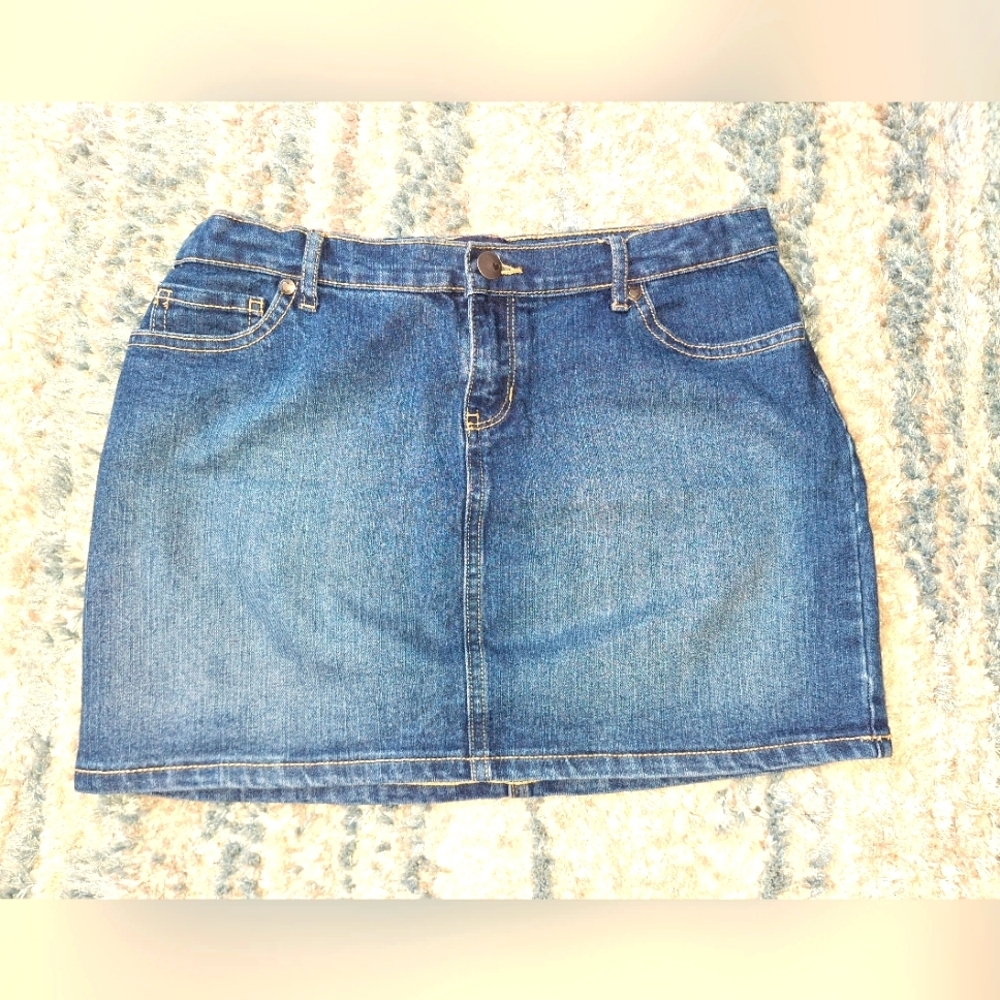 Place Blue Jean Mini Shirt sz 12 Petite EUC